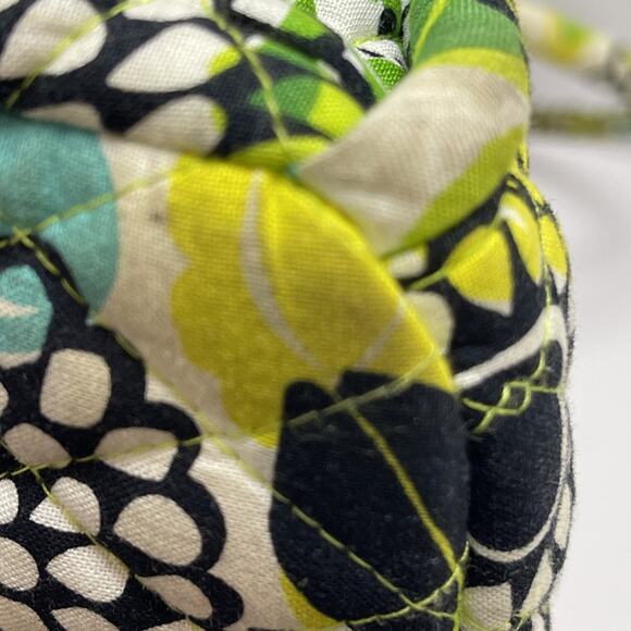 Vera Bradley Eloise Satchel Shoulder Bag Limes Up Pattern Green Blue Kiss Lock - Picture 14 of 16